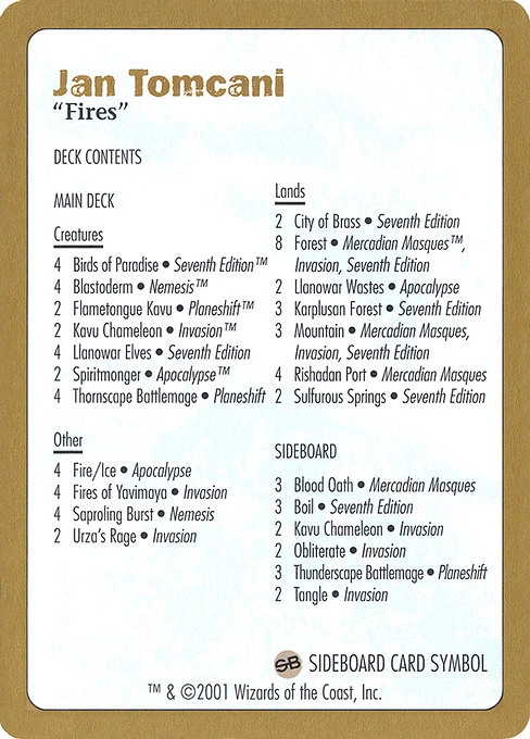 Jan Tomcani Decklist