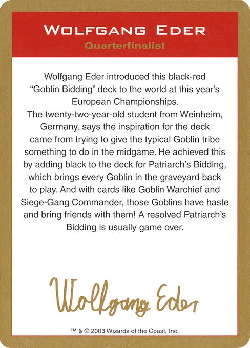 Wolfgang Eder Bio